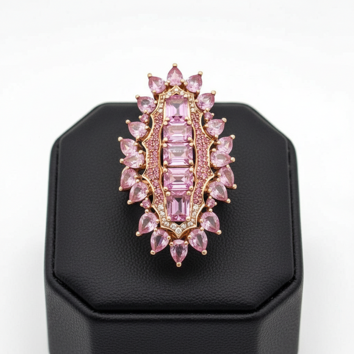 6.50cttw Pink Sapphire and Diamond 14K Rose Gold Ring