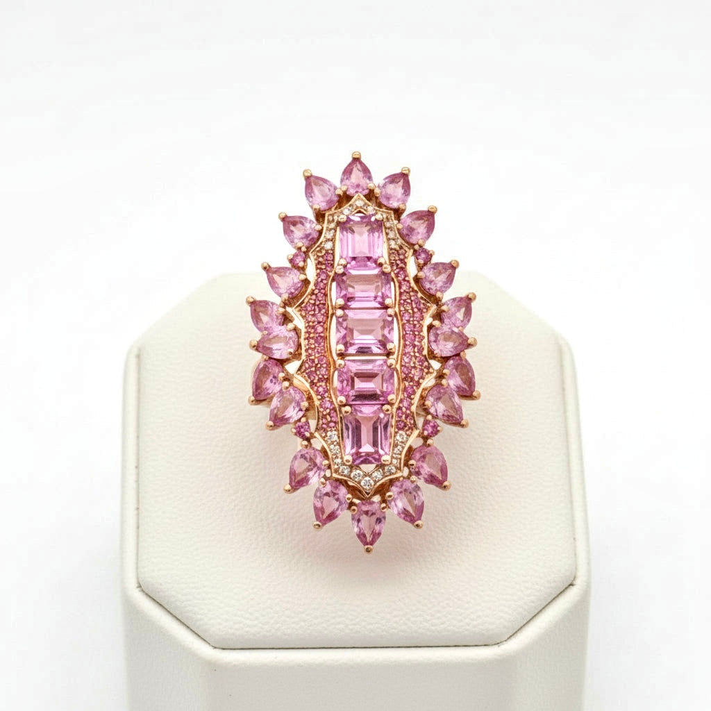 6.50cttw Pink Sapphire and Diamond 14K Rose Gold Ring