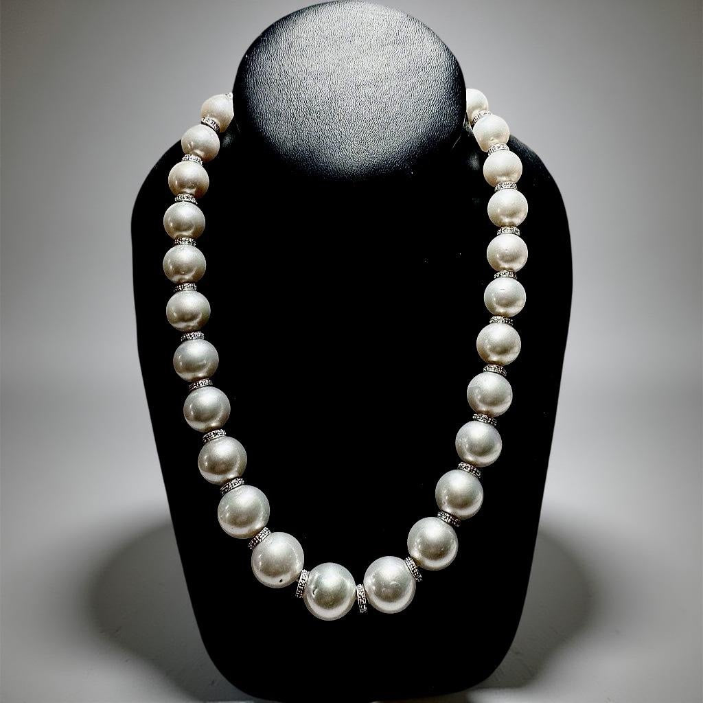 13.20mm to 15.70 mm South Sea Pearl and Diamond Necklace