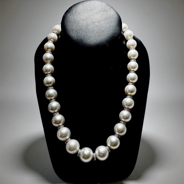 13.20mm to 15.70 mm South Sea Pearl and Diamond Necklace