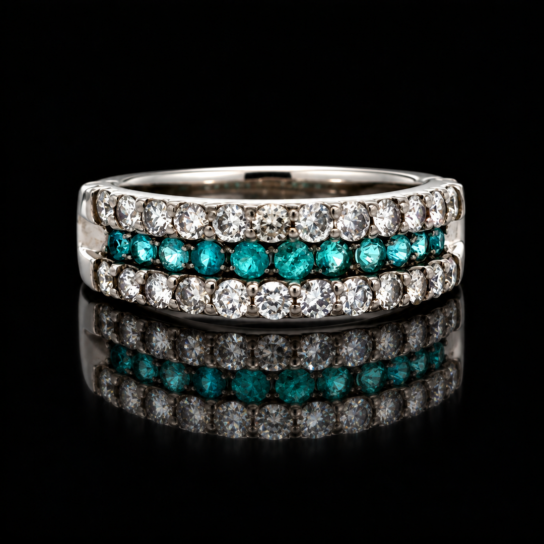 Estate Paraiba & Diamond Platinum Ring