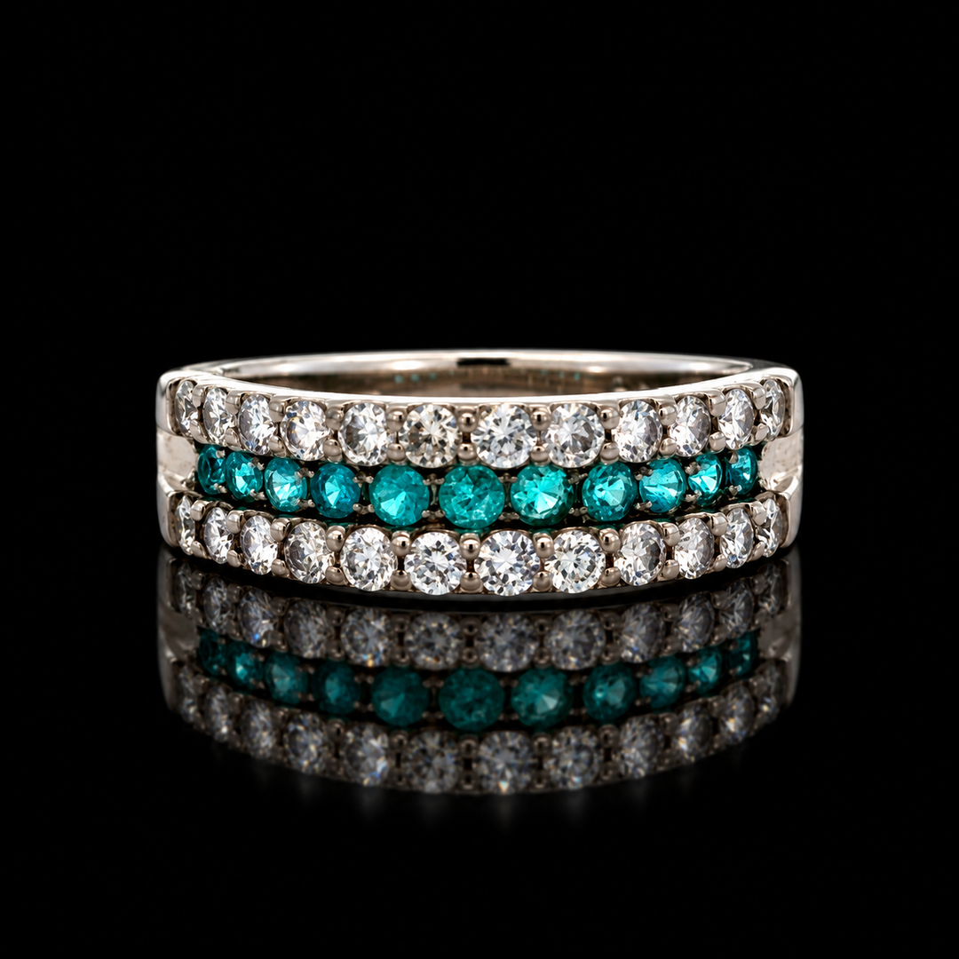 Estate Paraiba & Diamond Platinum Ring