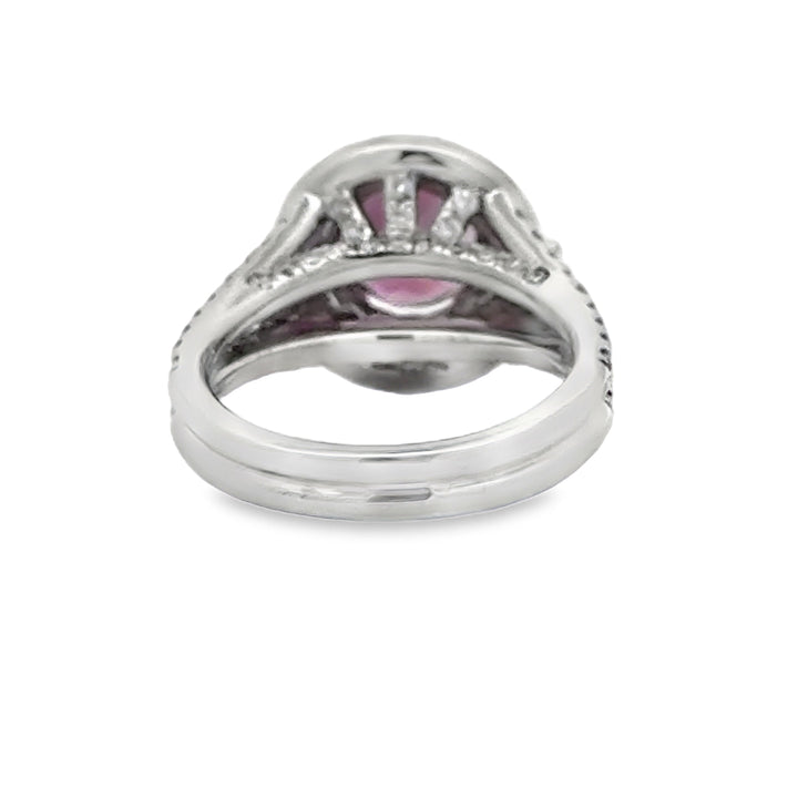 Tourmaline, Diamond, and 18K White Gold Halo Ring