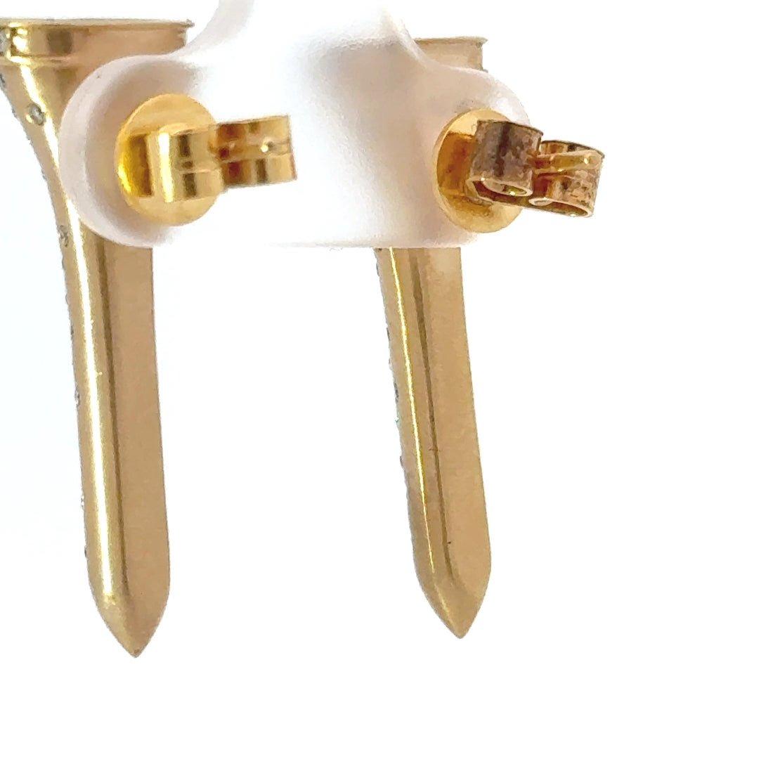 The Champion .58 cttw Diamond Yellow Gold Golf Tee Earrings 15446