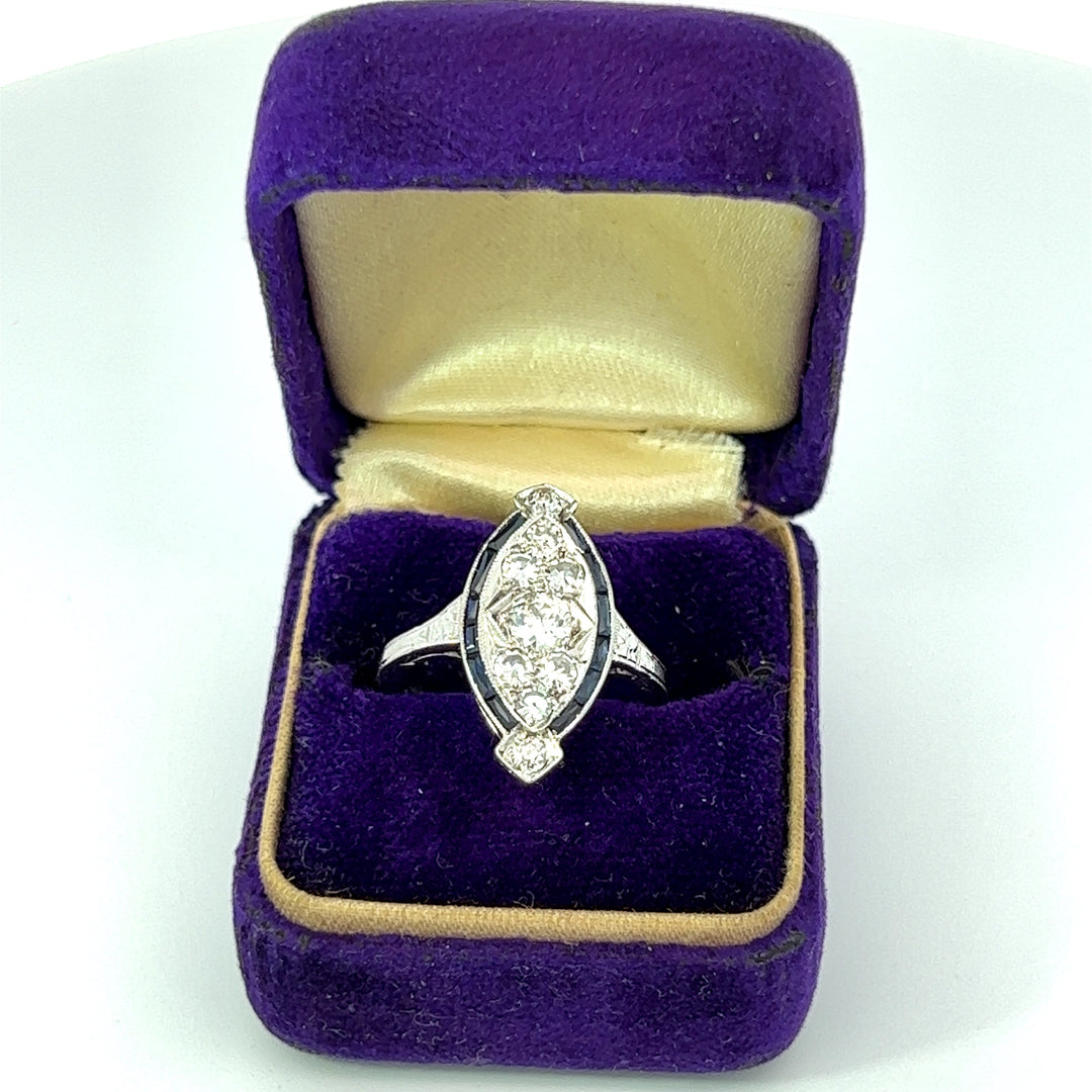 Art Deco Diamond Sapphire Platinum Ring