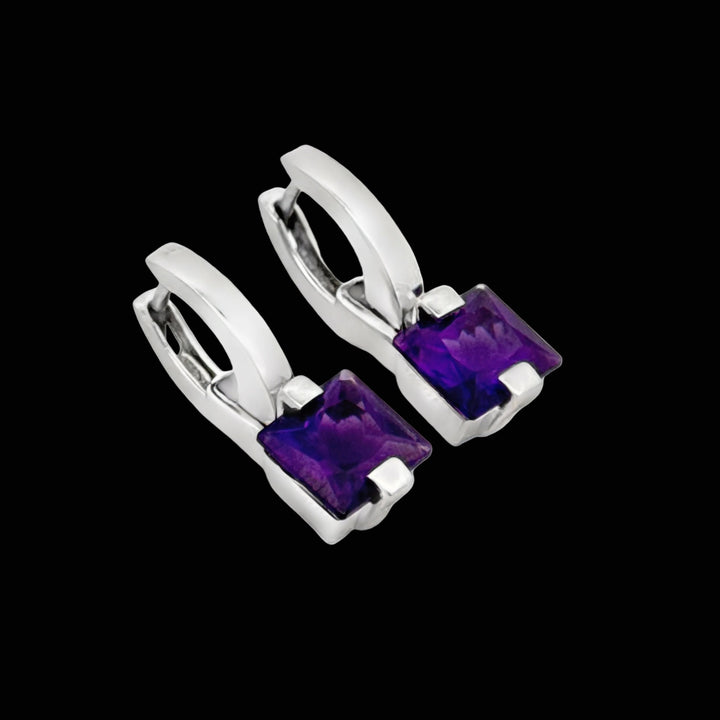 Italian Designer 3.80cttw Amethyst and 18Kt White Gold Earrings