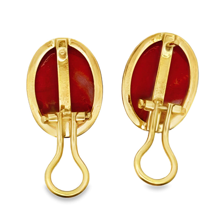Italian Coral and 18Kt Yellow Gold Earrings