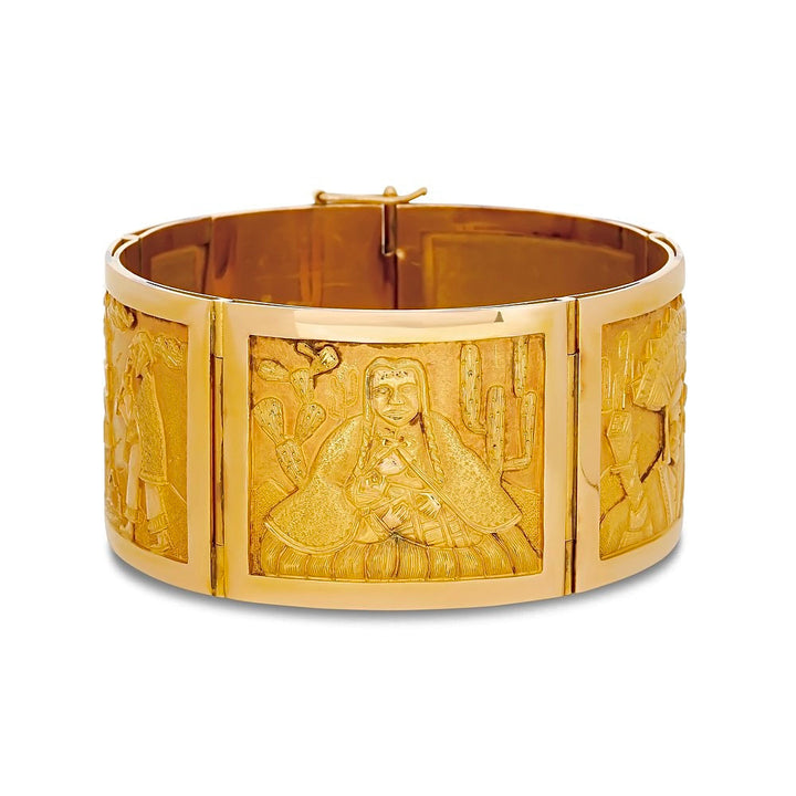 Designer R. Royss Aztec "Story Board" 18Kt Yellow Gold Bracelet