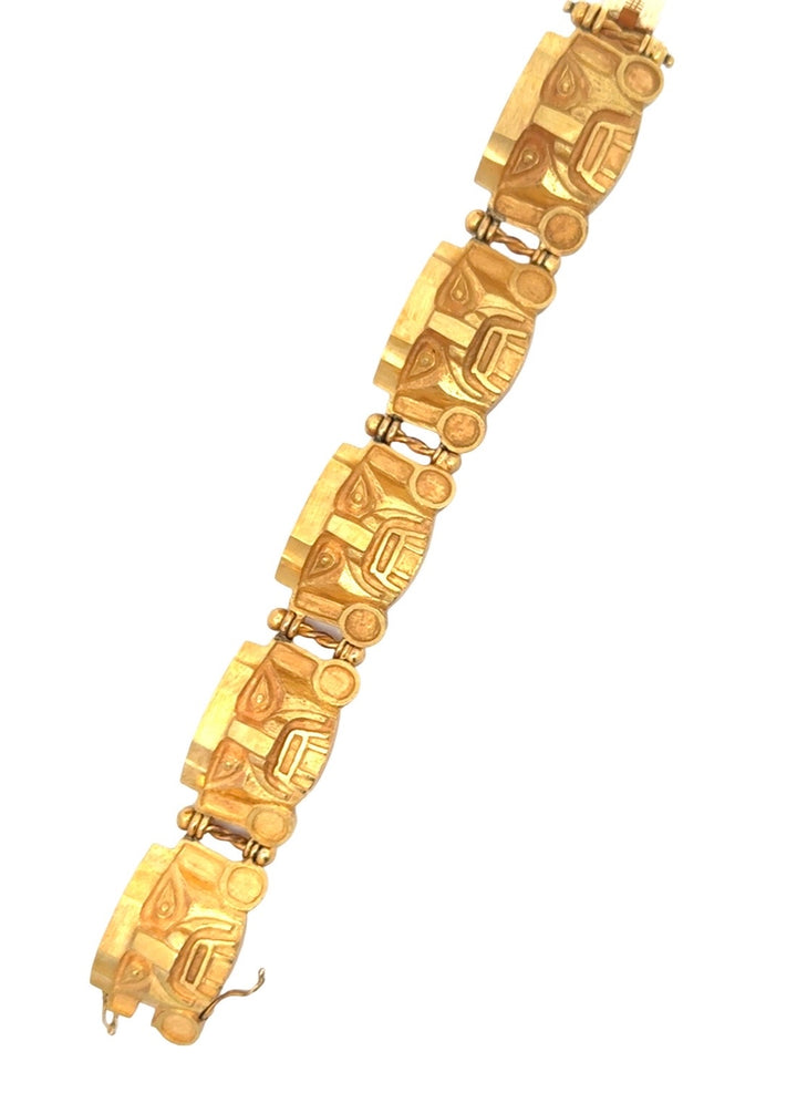 Designer R. Royss Mask Link 18Kt Yellow Gold Bracelet