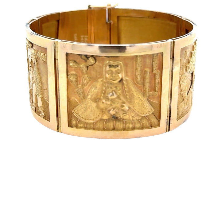 Designer R. Royss Aztec "Story Board" 18Kt Yellow Gold Bracelet