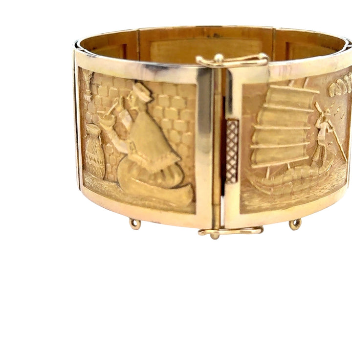 Designer R. Royss Aztec "Story Board" 18Kt Yellow Gold Bracelet