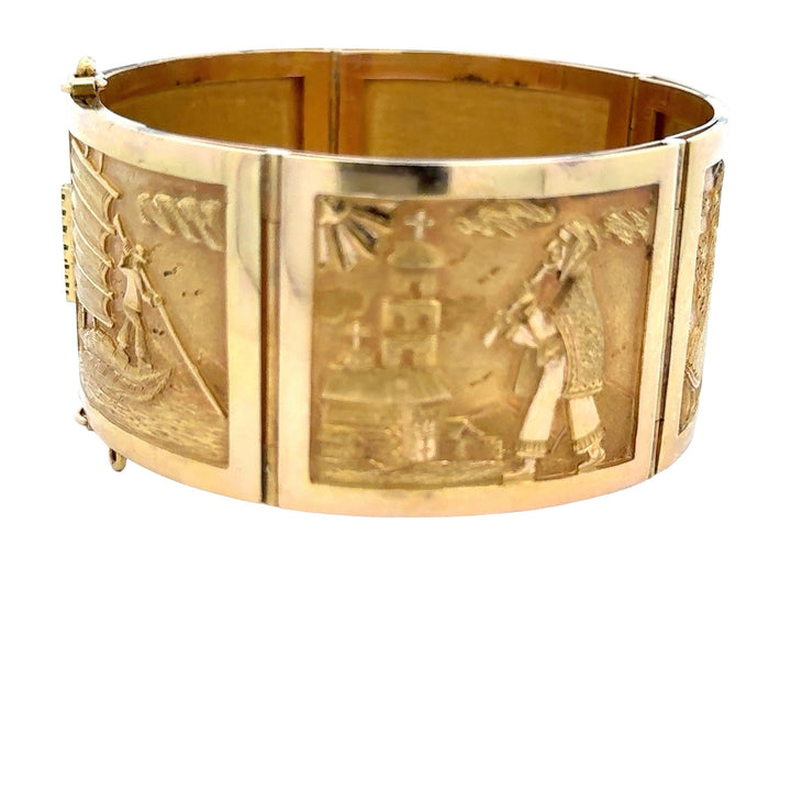 Designer R. Royss Aztec "Story Board" 18Kt Yellow Gold Bracelet