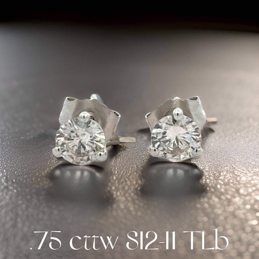 Diamond Dealer Retirement Event Champagne 0.75 cttw Round Brilliant Cut Diamond Stud Earrings 15583