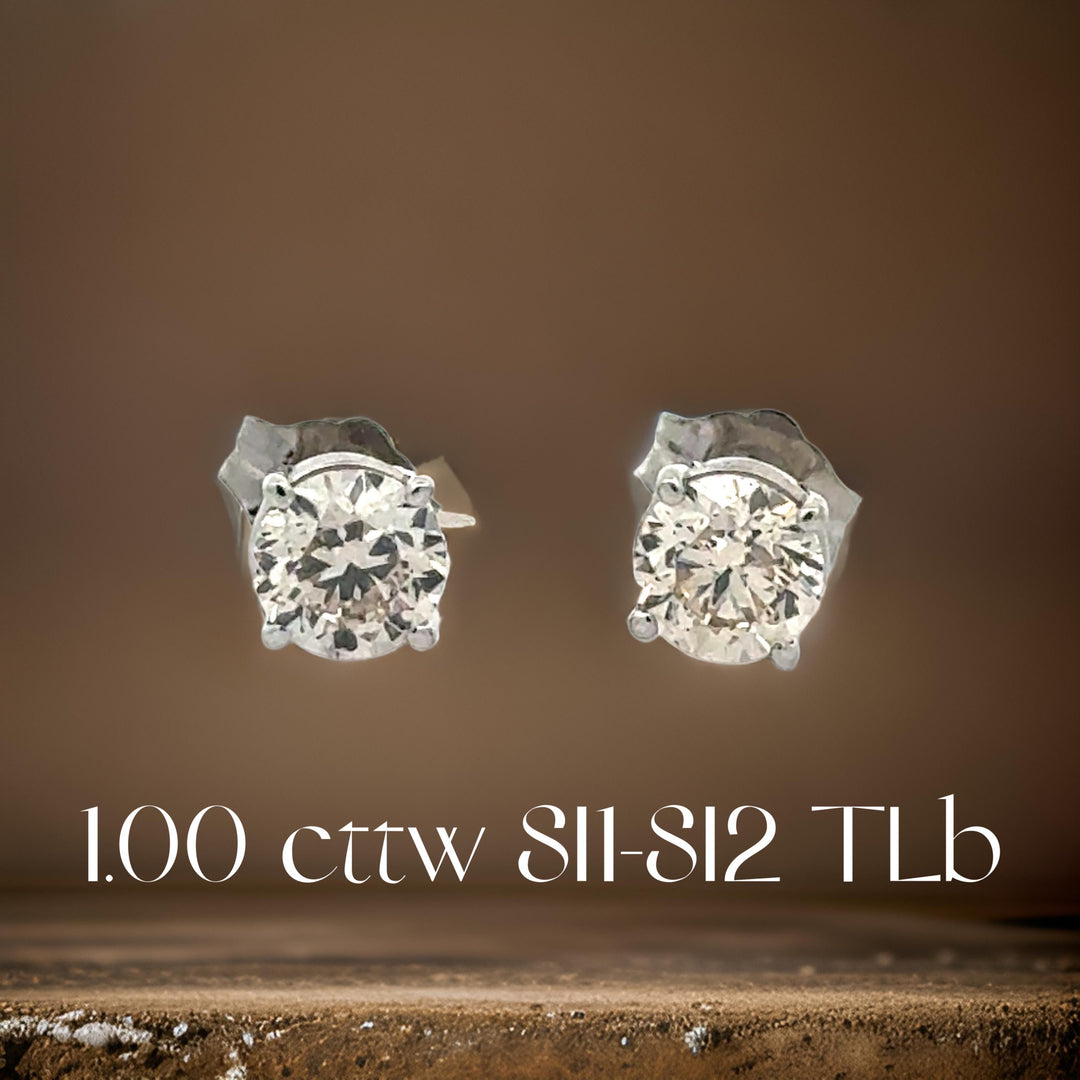 Diamond Dealer Retirement Event Champagne 1.00 cttw Round Brilliant Cut Diamond Stud Earrings 15591