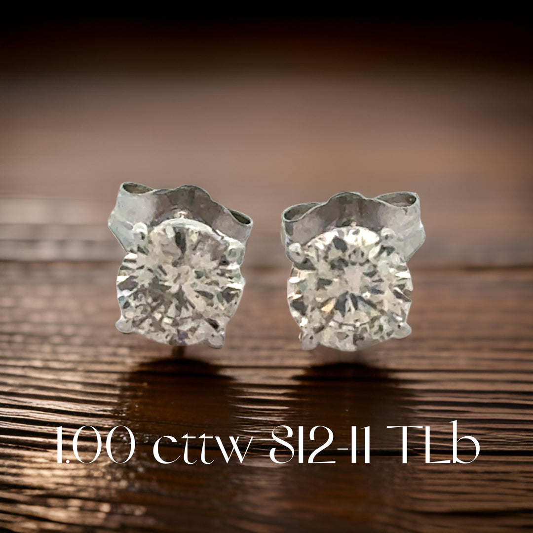 Diamond Dealer Retirement Event Champagne 1.00 cttw Round Brilliant Cut Diamond Stud Earrings 15589