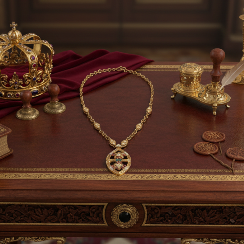 Estate Of Major Riddle aka Mr. Las Vegas Diamond, Ruby and Emerald 18k Yellow Gold 35" Necklace