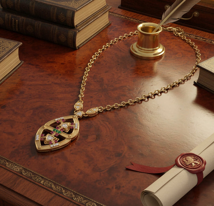 Estate Of Major Riddle aka Mr. Las Vegas Diamond, Ruby and Emerald 18k Yellow Gold 35" Necklace