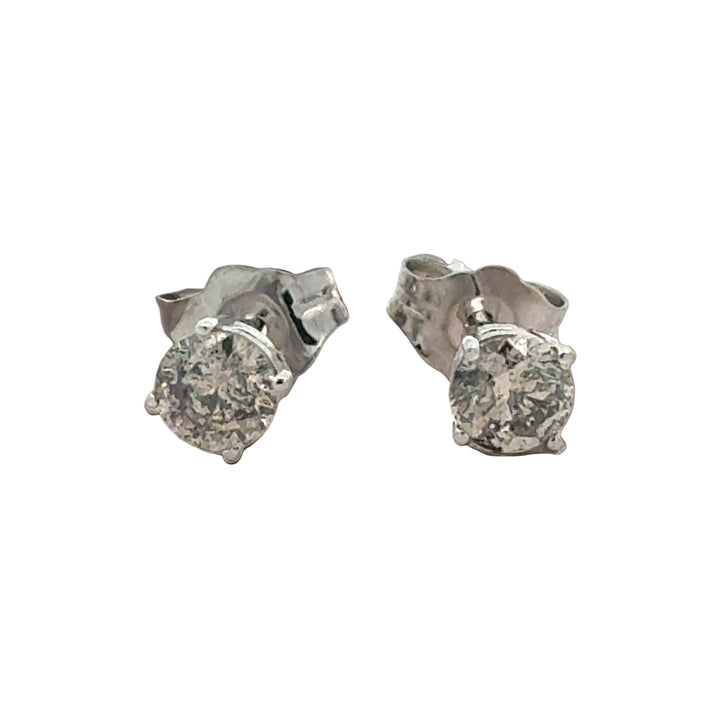 Top Light Silver/Brown 0.50 cttw Round Brilliant Cut Natural Diamond Stud Earrings