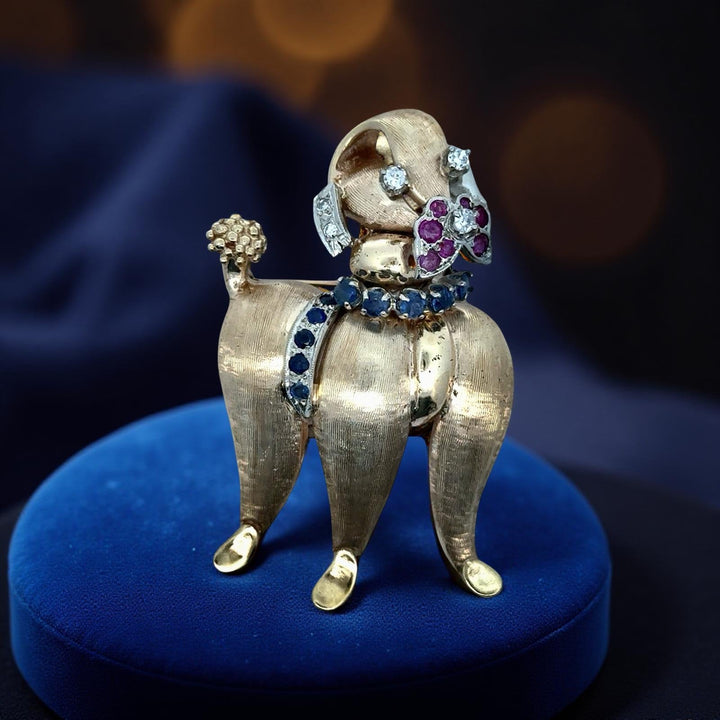 "Dog Show" Diamond, Ruby and Sapphire Pendant/Brooch
