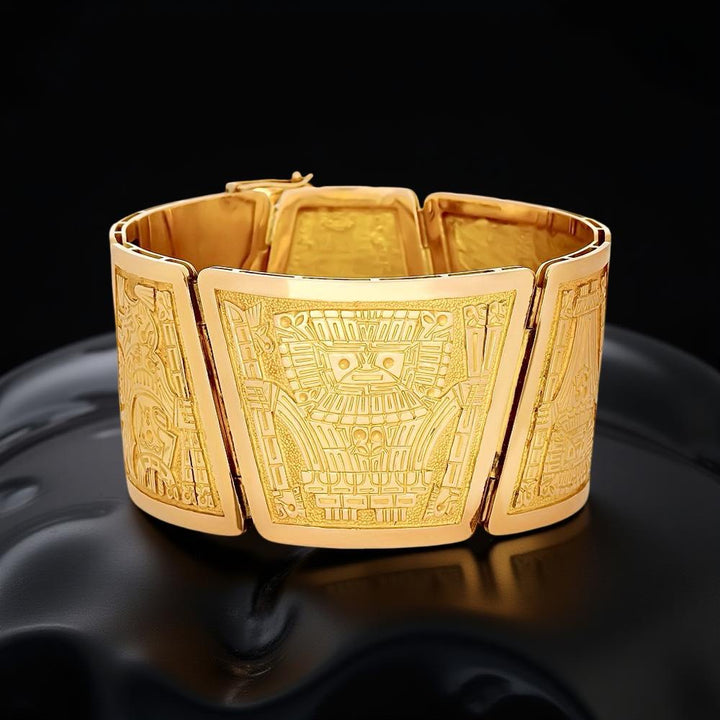 Designer R. Royss Aztec 18Kt Yellow Gold Bracelet