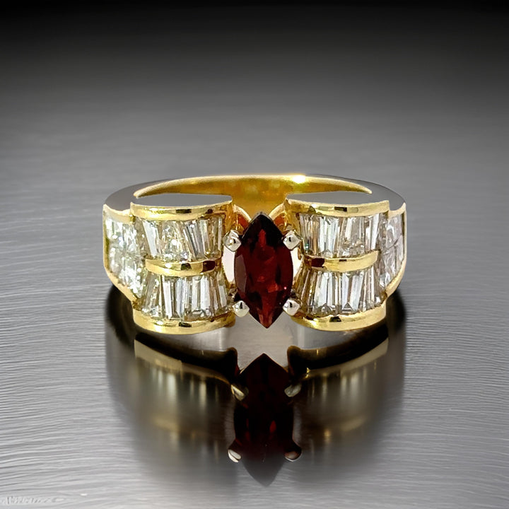 Designer EMJ Garnet and Diamond Ring 14873