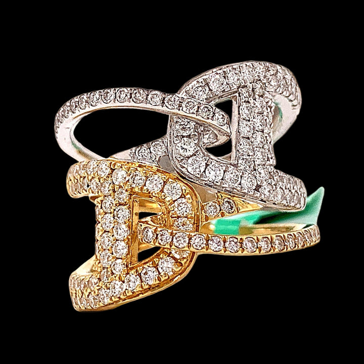 Fashionista Diamond and 18K White and Yellow Gold Ring