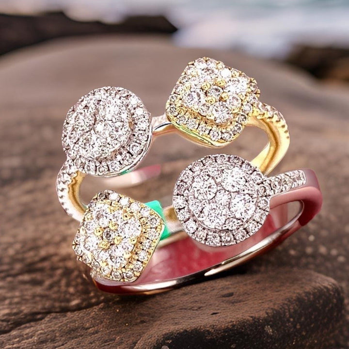 Fashionista Diamond and 18K White and Yellow Gold Ring