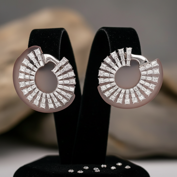 Fashionista Diamond and 18K White Gold Bold Hoop Earrings