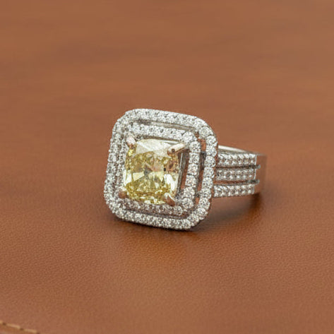 Estate 2.10 ct Natural Fancy Brownish Greenish Yellow Diamond 18K White Ring 14736