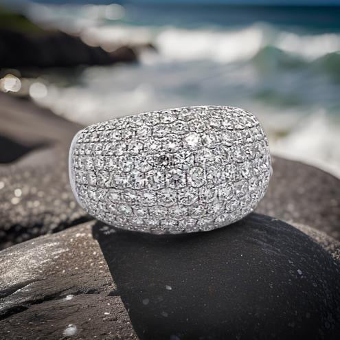 Estate 5.71 cttw Pave Dome Diamond Ring 18k White Gold 14185