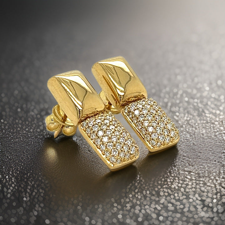 Designer EMJ Diamond and 18Kt Yellow Gold Earrings