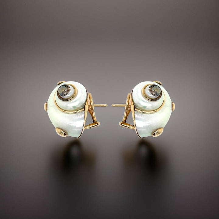 Mazza Mother of Pearl and 14K Yellow Gold Shell Earrings