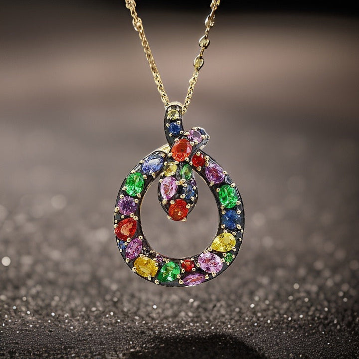 Effy Multicolor Sapphire, Tsavorite and 14K White Gold Snake Necklace