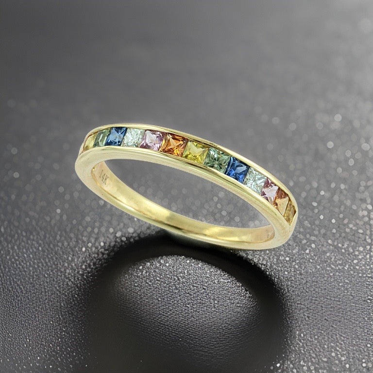 Effy Multi Color Sapphire, Diamond and 14K Yellow Gold Band