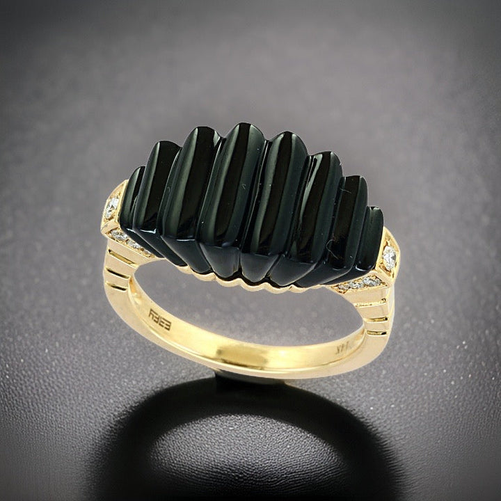 Effy Onyx, Diamond and 14K Yellow Gold Ring