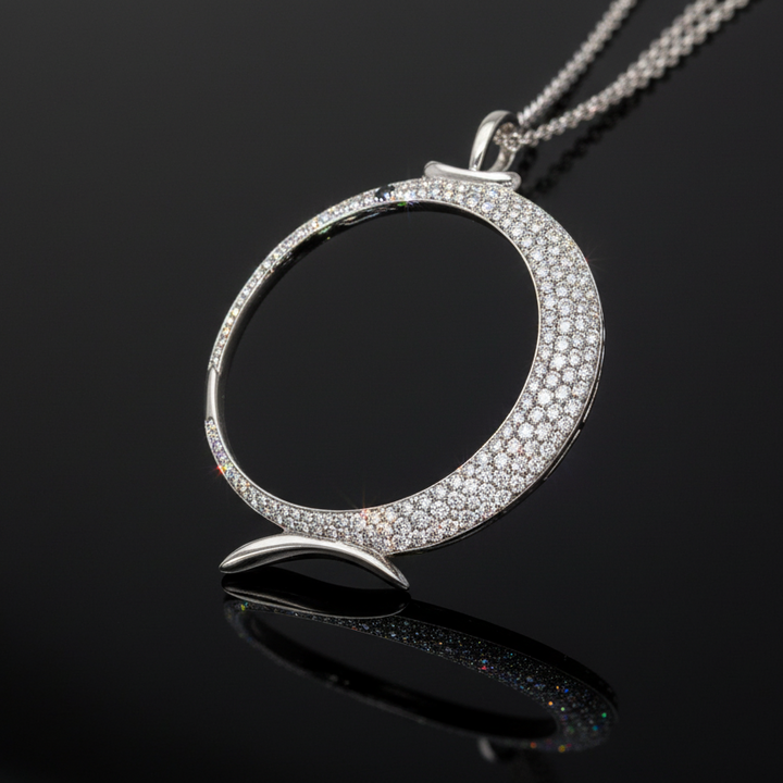 Italian Designer Porrati Diamond and 18K White Gold Pendant