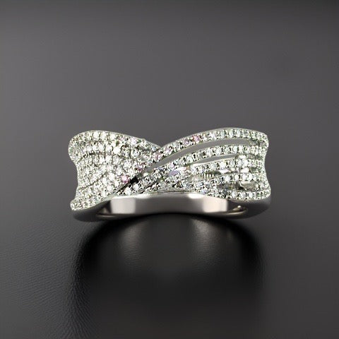 Effy Diamond and 14K White Gold Interlock Ring