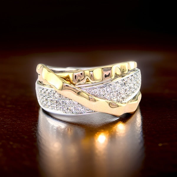Effy Diamond and 14K White and Yellow Gold Ring