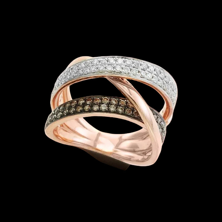 Effy Brown and White Diamond and 18K Rose Gold Bypass Ring