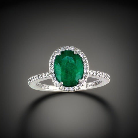 Effy 1.52 ct Emerald, Diamond and 14K White Gold Halo Ring