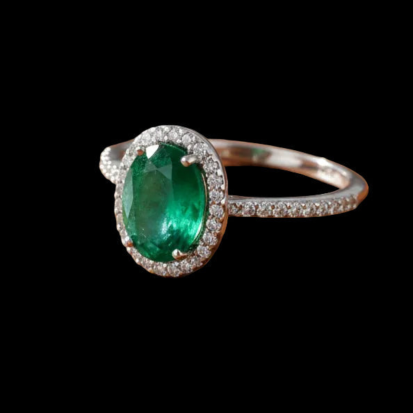 Effy 1.52 ct Emerald, Diamond and 14K White Gold Halo Ring