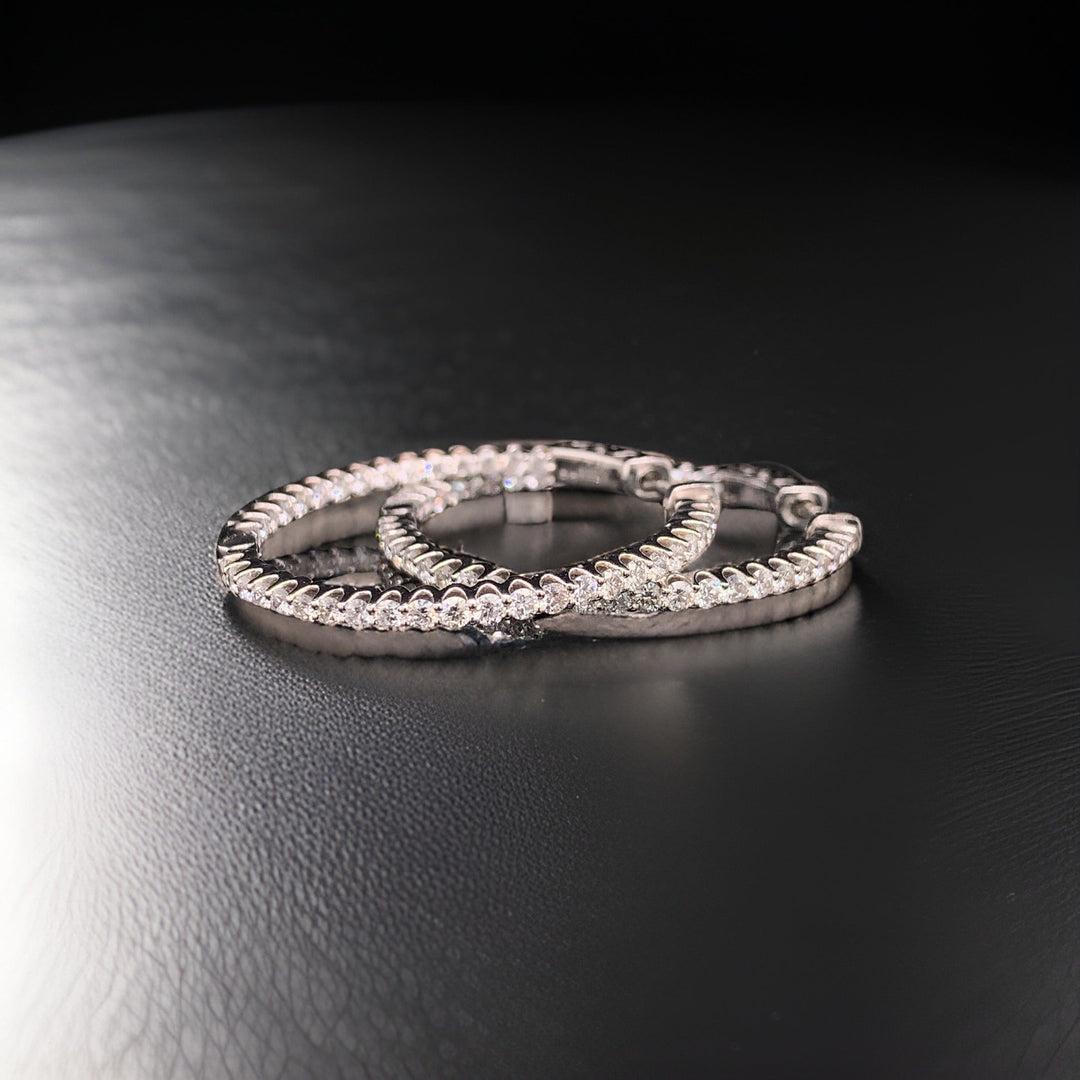 J.E. Caldwell Diamond and 14K White Gold Hoop Earrings