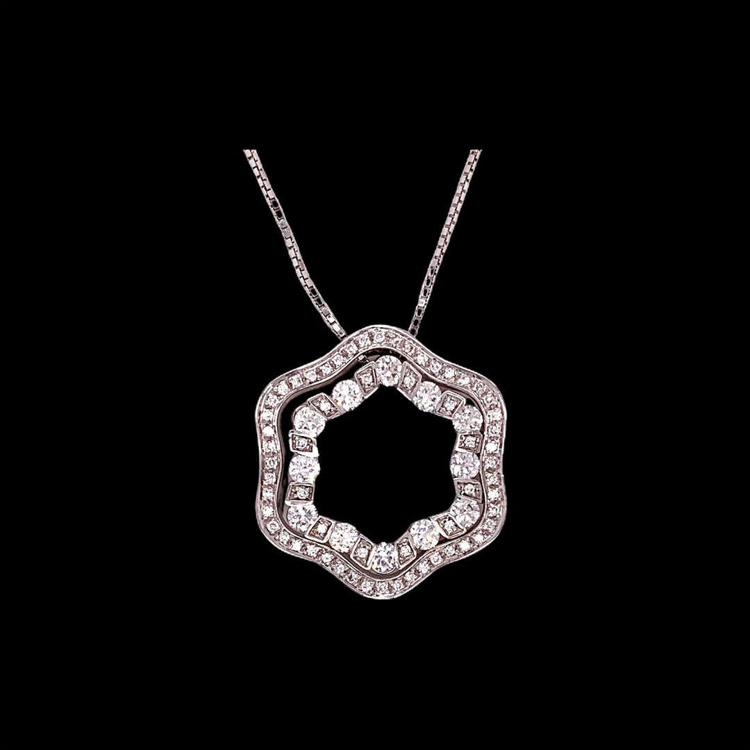 Damiani Diamond and 18K White Gold Pendant With Chain