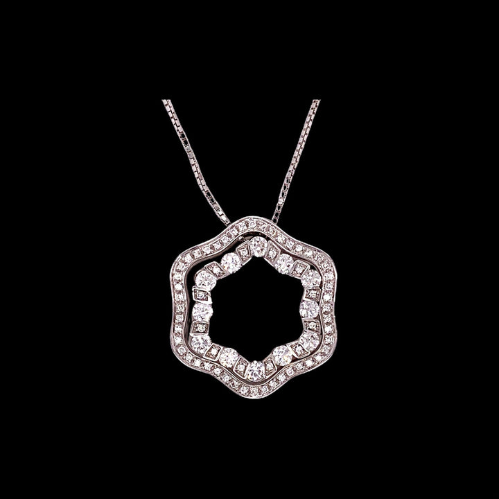 Damiani Diamond and 18K White Gold Pendant With Chain