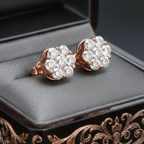 Maya Lianna Diamond and 14K Rose Gold Cluster Earrings