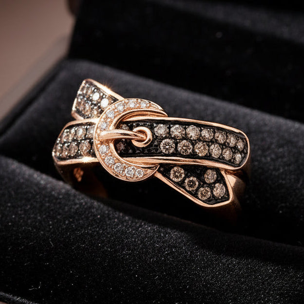 Effy Diamond and 14K Rose Gold Belt Ring