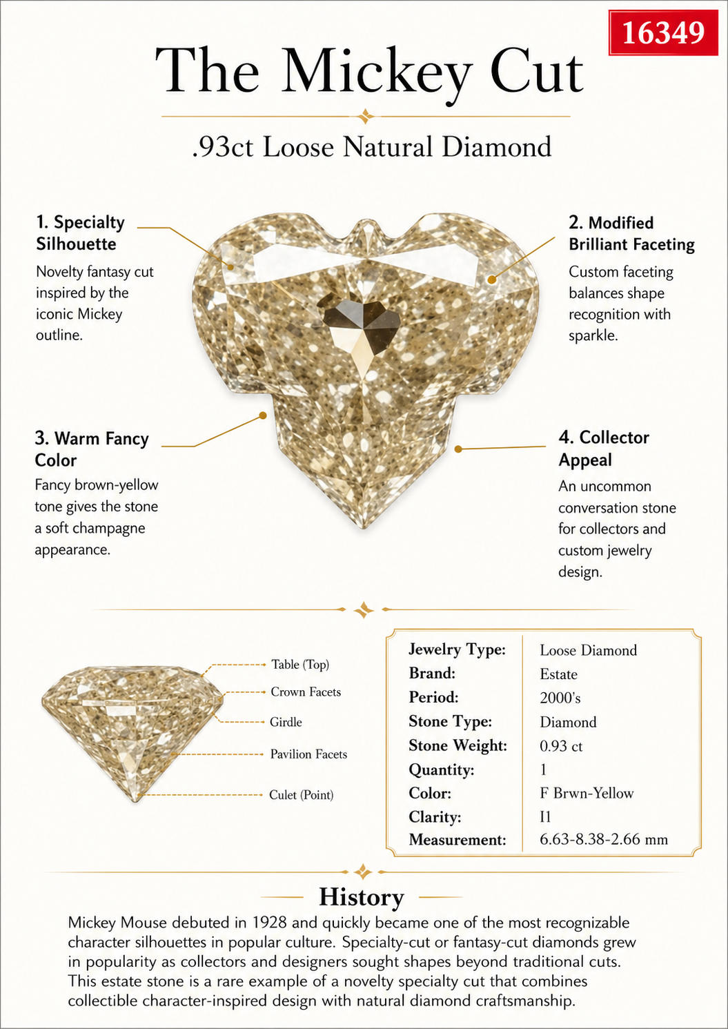 "The Mickey Cut" .93ct Loose Natural Diamond