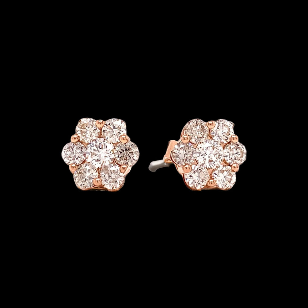 Maya Lianna 1.00 cttw Diamond Cluster 14K Rose Gold Earrings