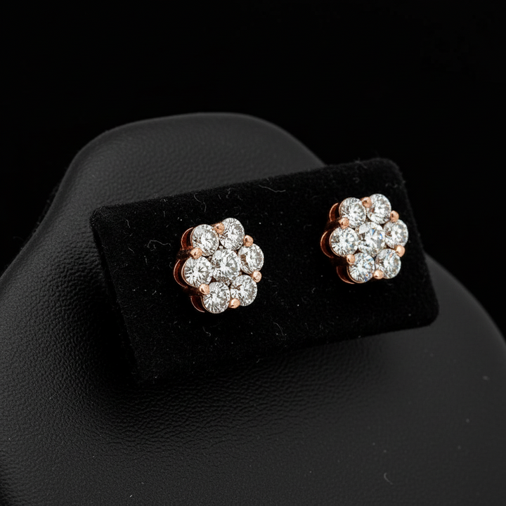 Maya Lianna 1.00 cttw Diamond Flower Cluster Earrings