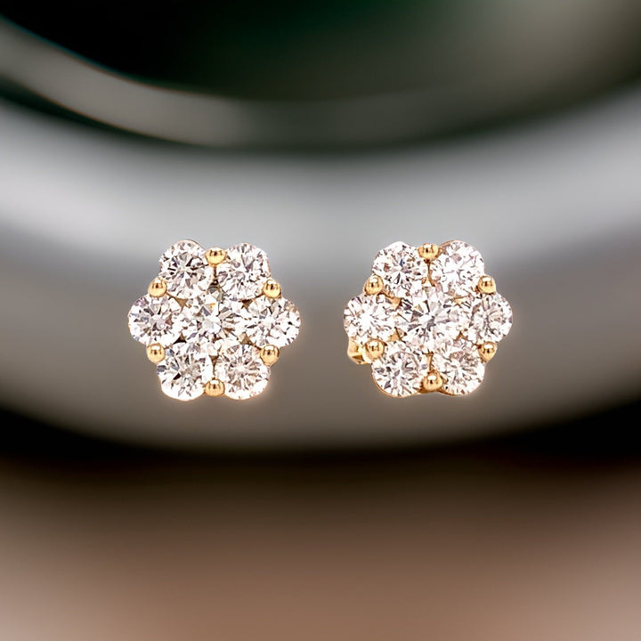 Maya Lianna .75 ctw Diamond and 14K Yellow Gold Cluster Earrings
